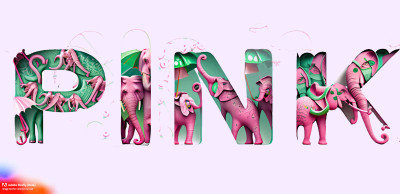 firefly pink elephants with green umbrellas