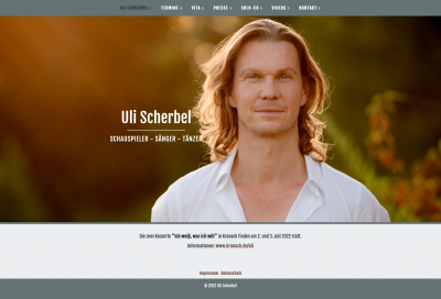 Screenshot Webseite des Musicaldarstellers Uli Scherbel