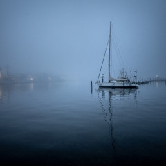 boats in the fog