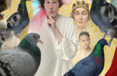 dall e 2023 02 24.09.16   a whimsical  dreamy image of a pigeon photographed by annie leibowitz surrounded by magical creatures photographed by diane arbus and enchanted lands