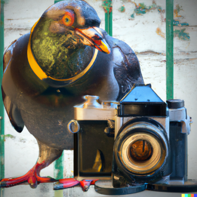 dall e 2023 02 25.49.33   camera monster shooting a ki generated photo of a pigeon  in the style of helmut newton and vincent van gogh