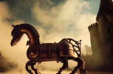before.sunrise steam powered horse in front of a medieval castl 4cc5aa62 df3f 4317 96a5c9