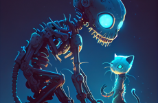 before.sunrise cute zombi robot chewing a cat darkblau warm bac a528d80d 0cf3 4cee 9134d009ac474fb