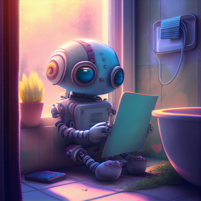 mj4 before.sunrise cute robot with a laptop in the bathroom blue co b47ad3f9 a698c54 b9fd d723587217e2