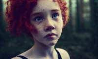 Midjourney AI rothaariges Mädchen im Wald