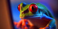 Midjourney Frosch am Computer