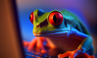 Midjourney Frosch am Computer